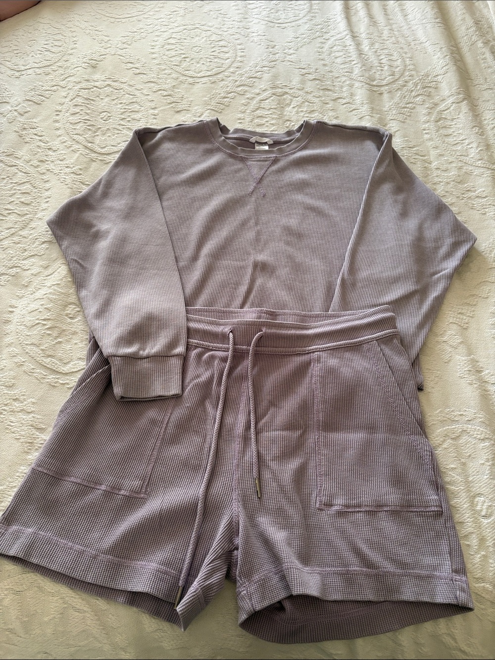 Jockey Woman’s Waffle Knit Lounge Set in Dusty Lavender Gently Loved M